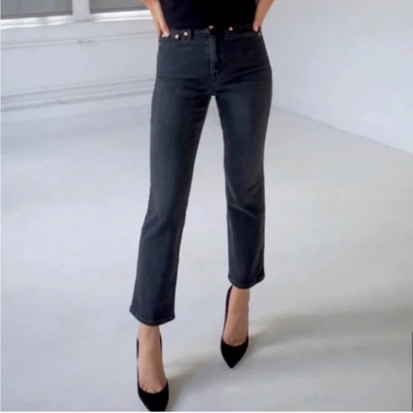 AYR Denim - AYR The Yes Yes Yes Jeans High Rise Straight Leg Ankle Jeans Licorice Black